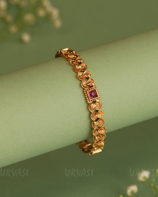 Gold-Tone Ruby  Floral Bangles BA 303