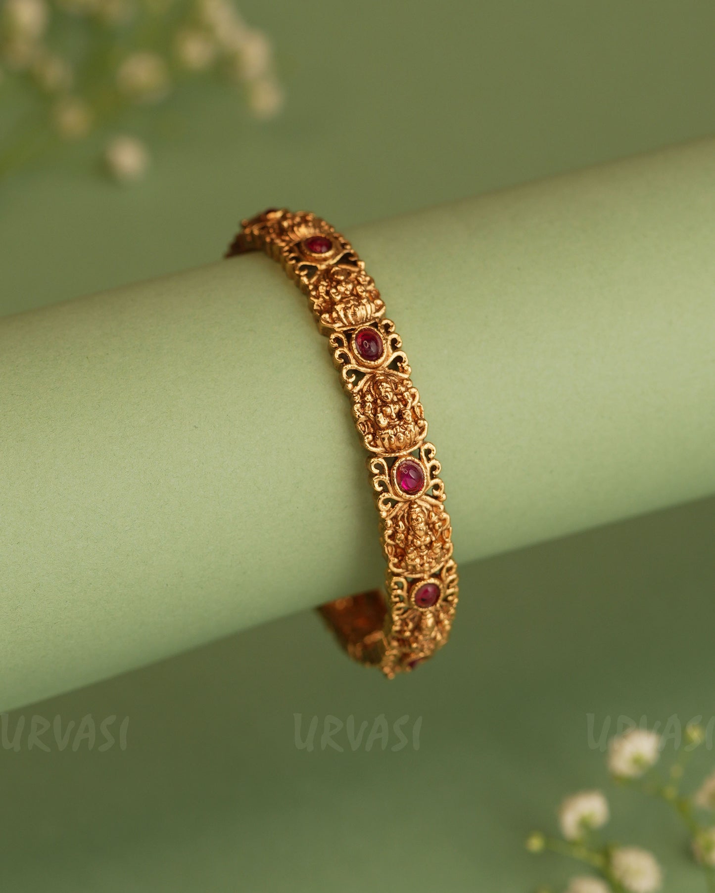 Gold-Toned Lakshmi Ruby Bangles BA 309