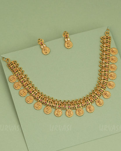 Gold-Toned Lakshmi Stone Necklace 1206