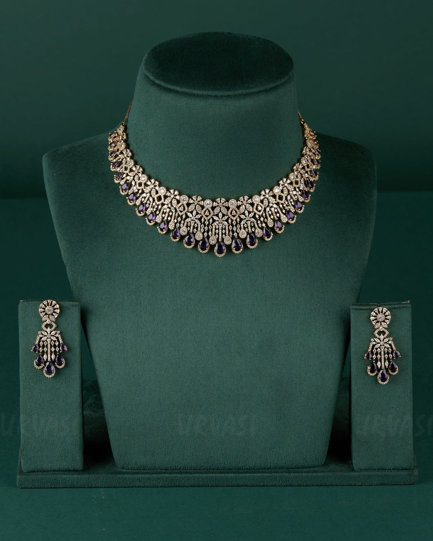 Premium Mehendi Polish Floral AD Necklace 1283
