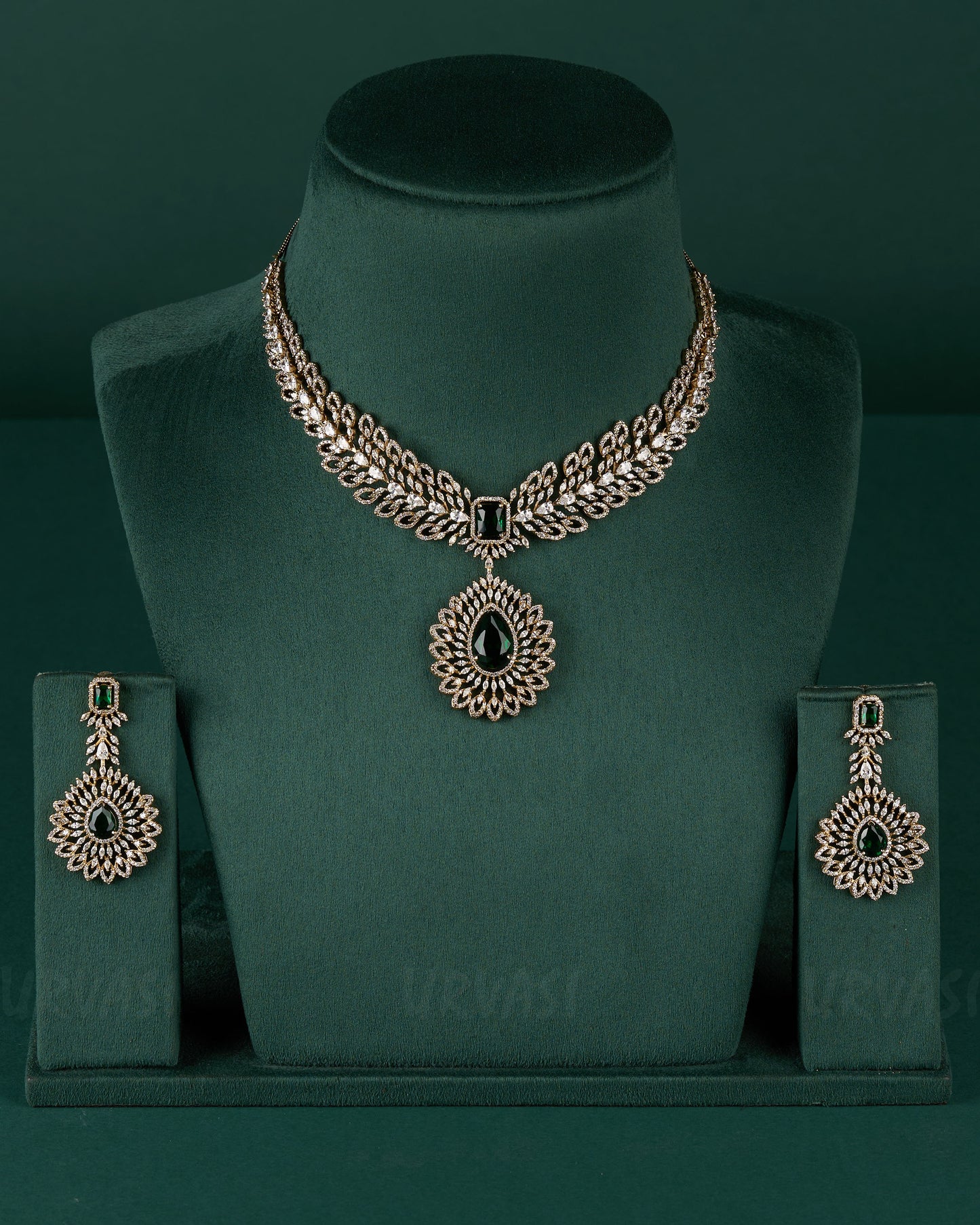 Mehendi Polish Floral AD Necklace 1284