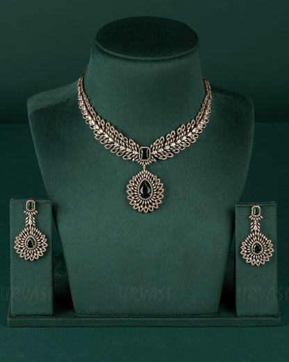 Mehendi Polish Floral AD Necklace 1284