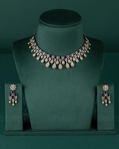Premium Mehendi Polish Tear-Drop Designed AD Necklace 1281