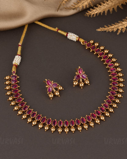 Premium Gold Polish Floral Necklace 1295