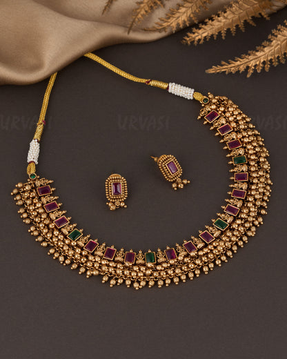 Premium Gold Polish Lakshmi Necklace 1296