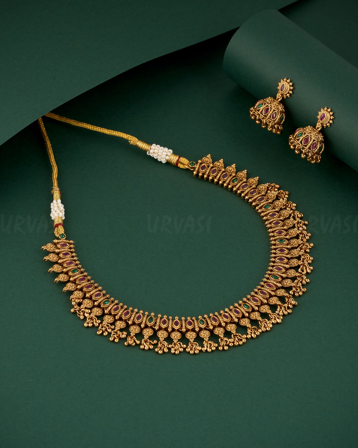 Premium Gold Polish Floral Tear-Drop Necklace 1291