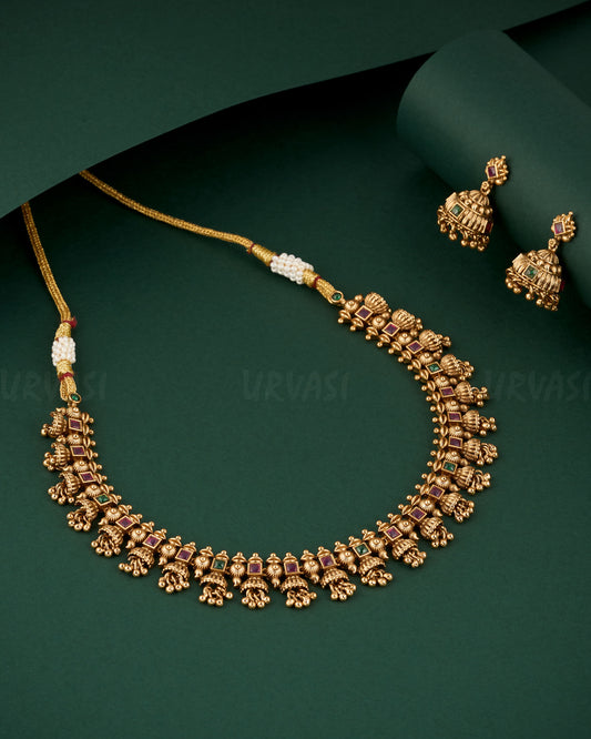 Premium Gold Polish Floral Necklace 1290