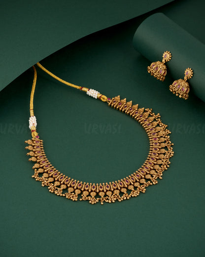 Premium Gold Polish Floral Tear-Drop Necklace 1291