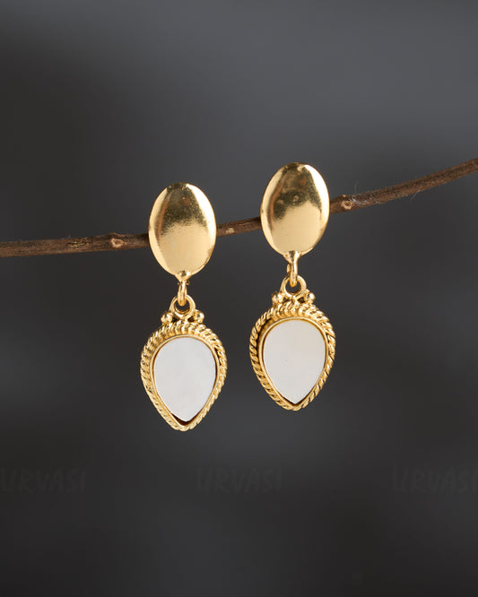 Glossy Gold-Polish Tear-Drop Earrings ER 851