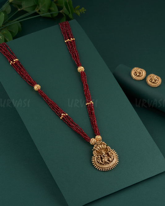 Gold-Toned Krishna Nagas Long Necklace 1343