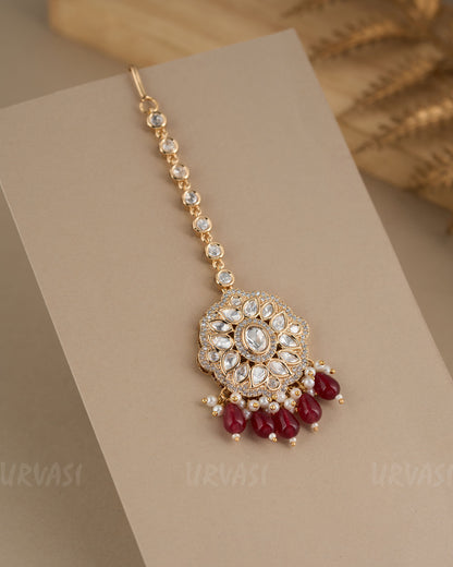 Gold-Toned Kundan and Pearl Chutty CH 86
