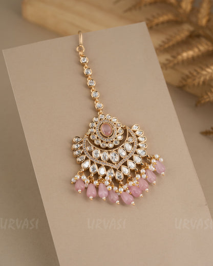 Gold-Polish Kundan and Pearl Chutty CH 85