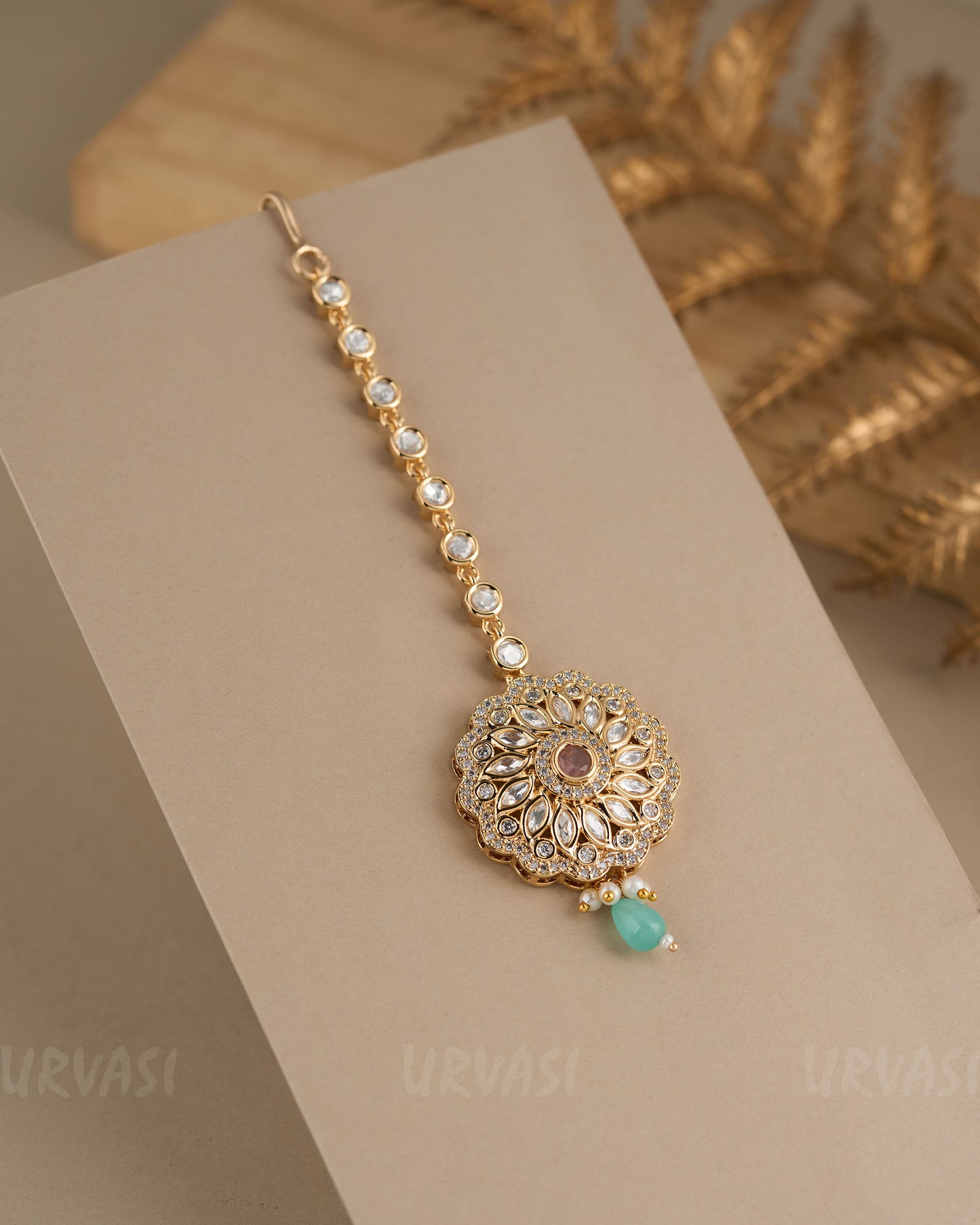 Gold-Toned Polki-Floral Chutty CH 92