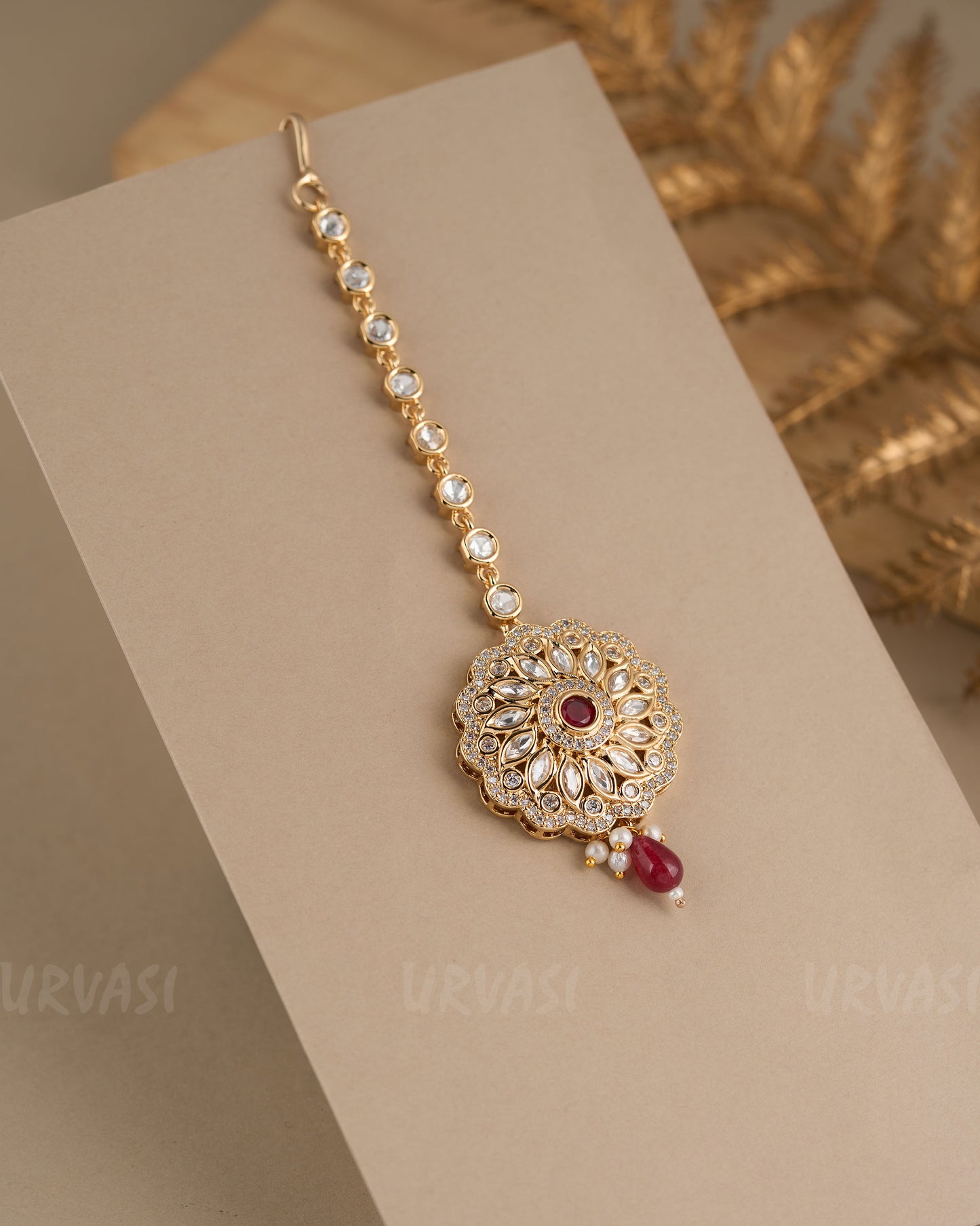 Gold-Toned Polki-Floral Chutty CH 92