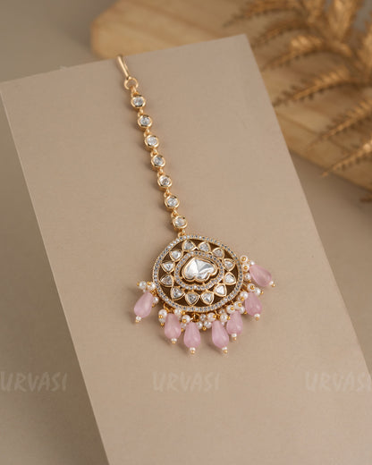Gold-Toned Kundan and Pearl Chutty CH 91