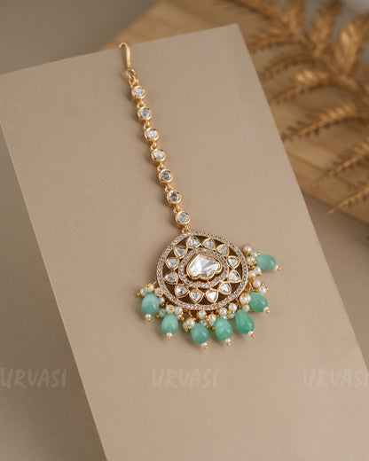 Gold-Toned Kundan and Pearl Chutty CH 91