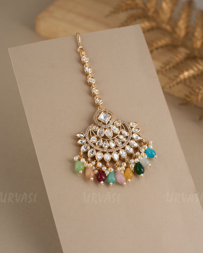 Gold-Toned Kundan Stone and Pearl  Chutty CH 81