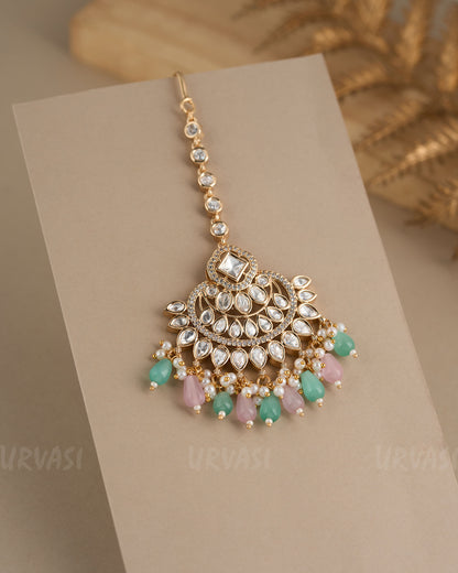 Gold-Toned Kundan Stone and Pearl  Chutty CH 81