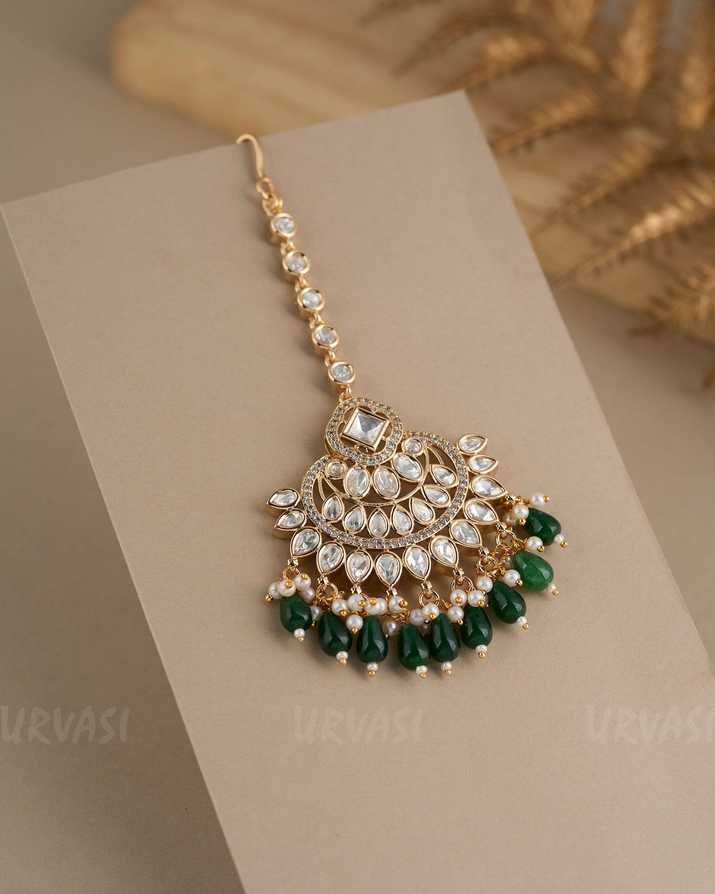 Gold-Toned Kundan Stone and Pearl  Chutty CH 81