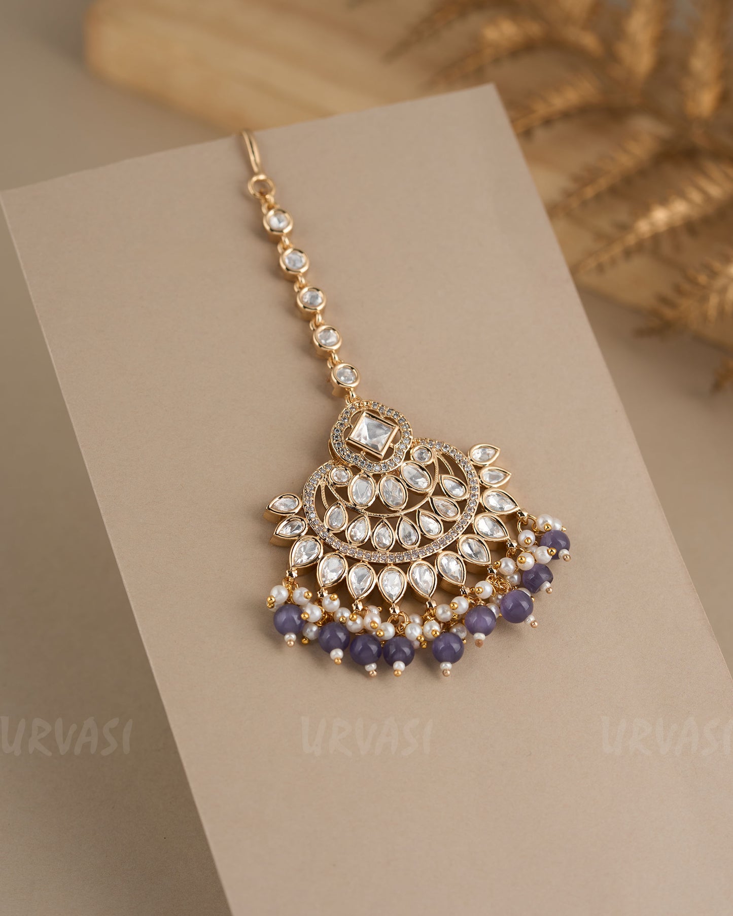 Gold-Toned Kundan Stone and Pearl  Chutty CH 81