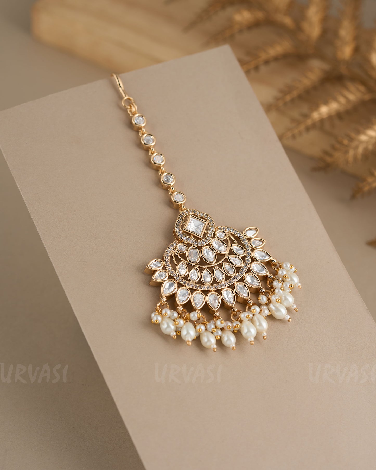 Gold-Toned Kundan Stone and Pearl  Chutty CH 81