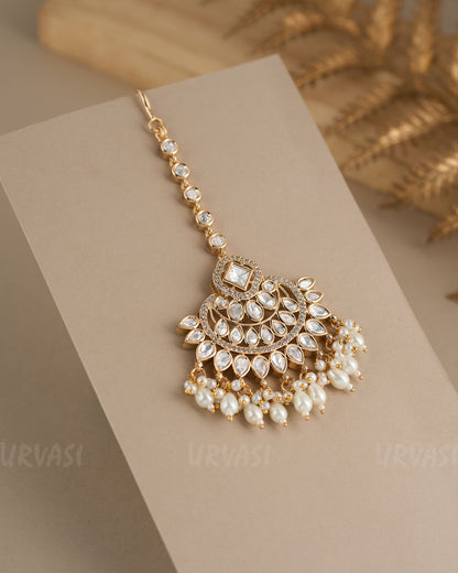Gold-Toned Kundan Stone and Pearl  Chutty CH 81
