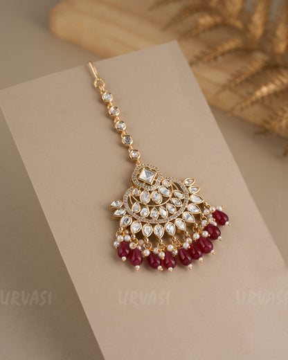 Gold-Toned Kundan Stone and Pearl  Chutty CH 81