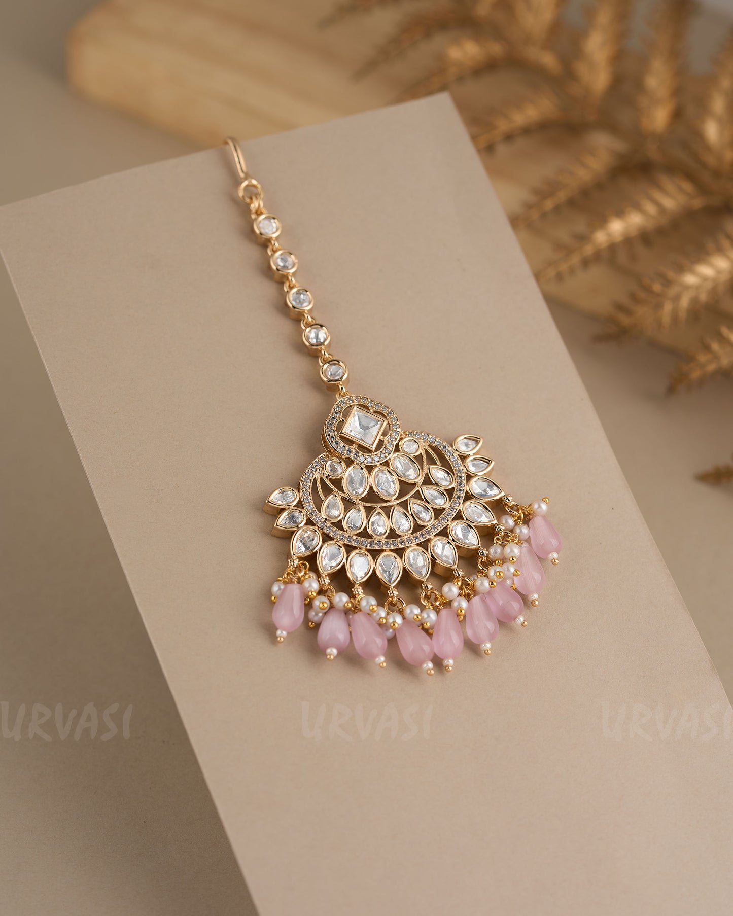Gold-Toned Kundan Stone and Pearl  Chutty CH 81