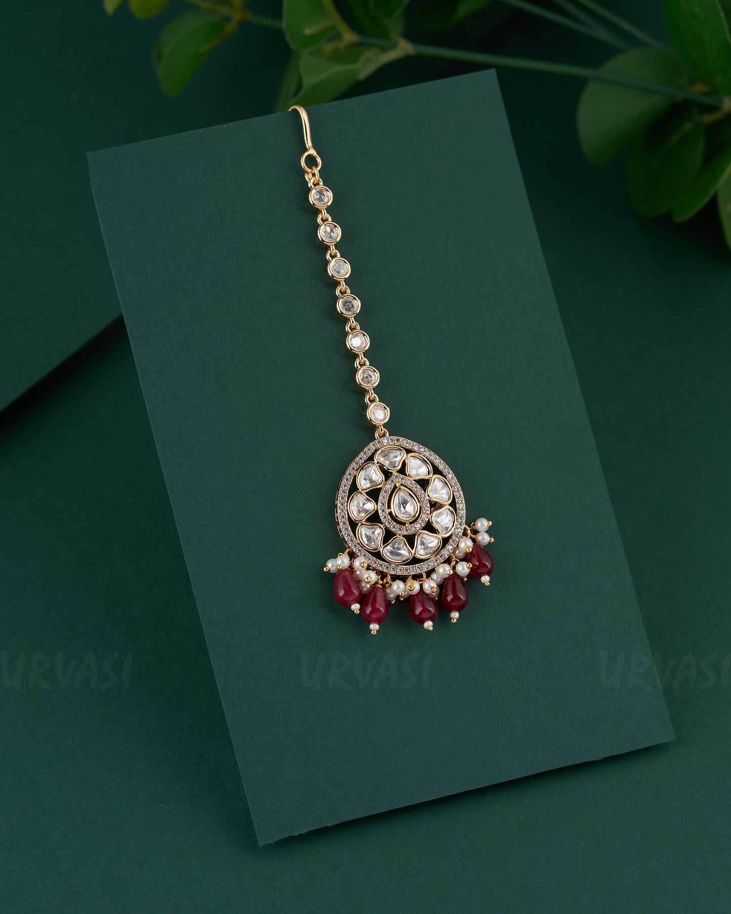 Gold-Toned Kundan Polki Diamond Pendant Chutty CH 99