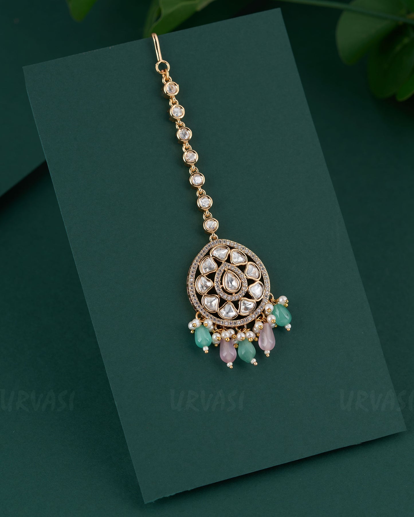 Gold-Toned Kundan Polki Diamond Pendant Chutty CH 99