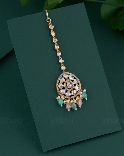 Gold-Toned Kundan Polki Diamond Pendant Chutty CH 99