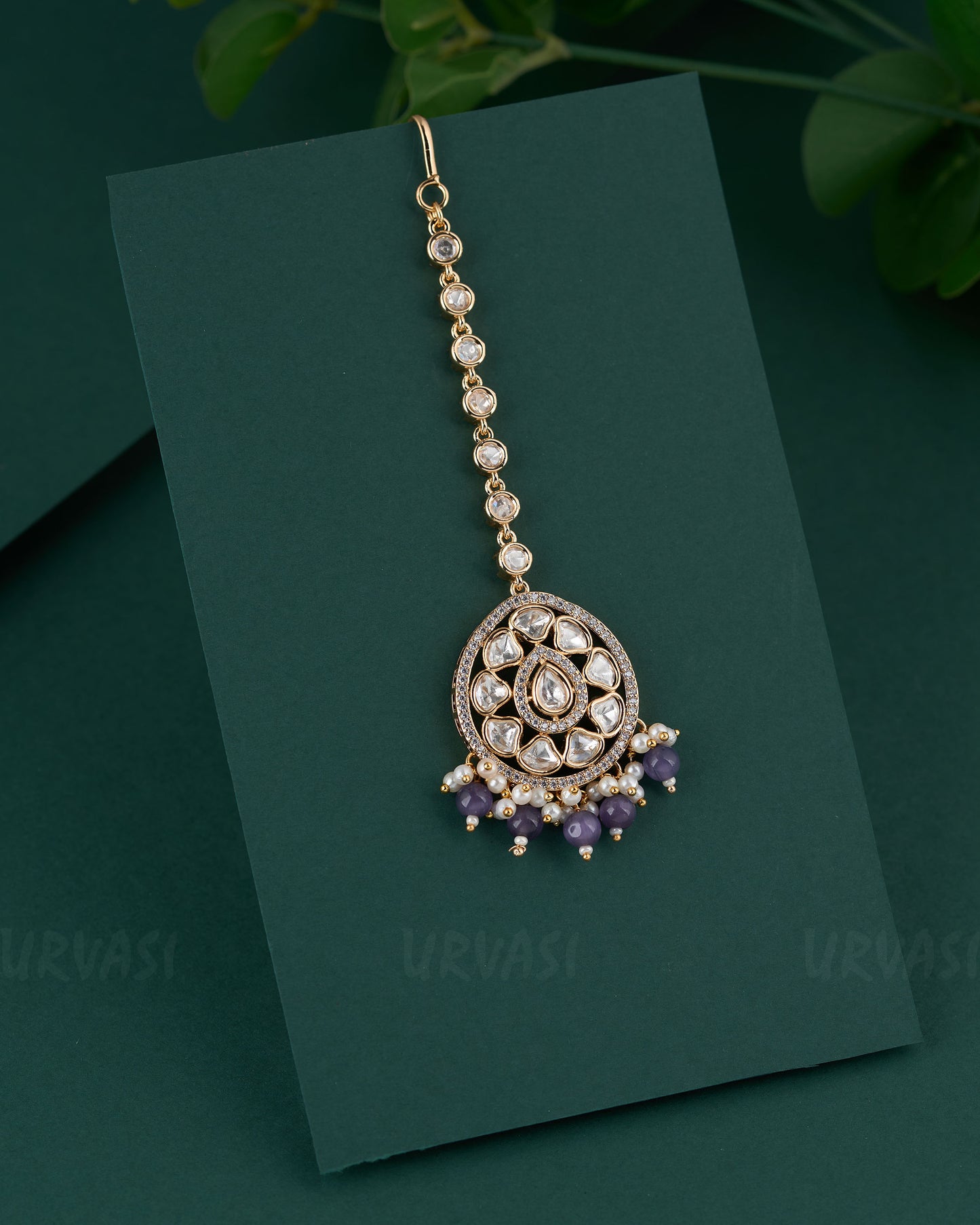 Gold-Toned Kundan Polki Diamond Pendant Chutty CH 99