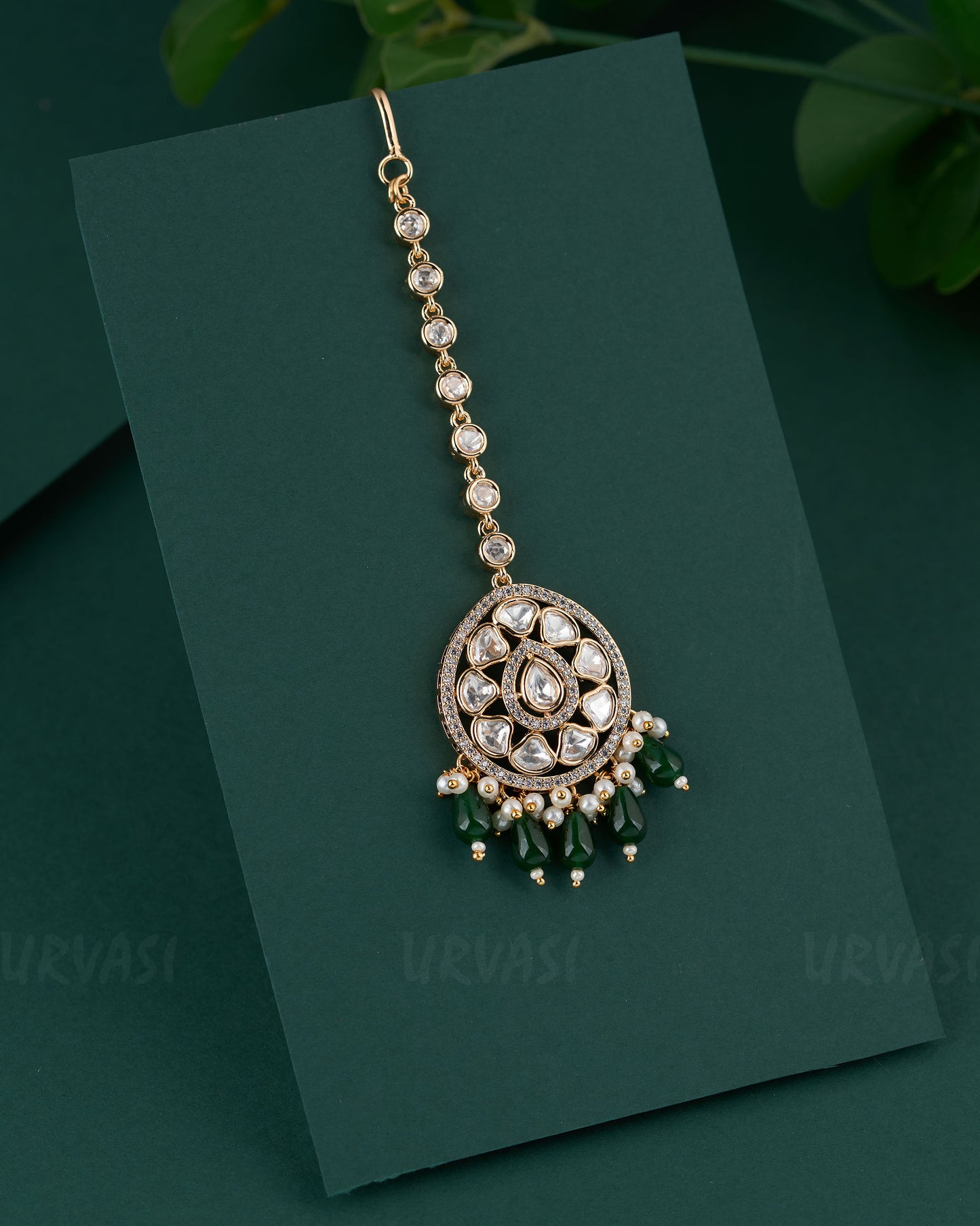 Gold-Toned Kundan Polki Diamond Pendant Chutty CH 99