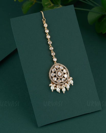 Gold-Toned Kundan Polki Diamond Pendant Chutty CH 99