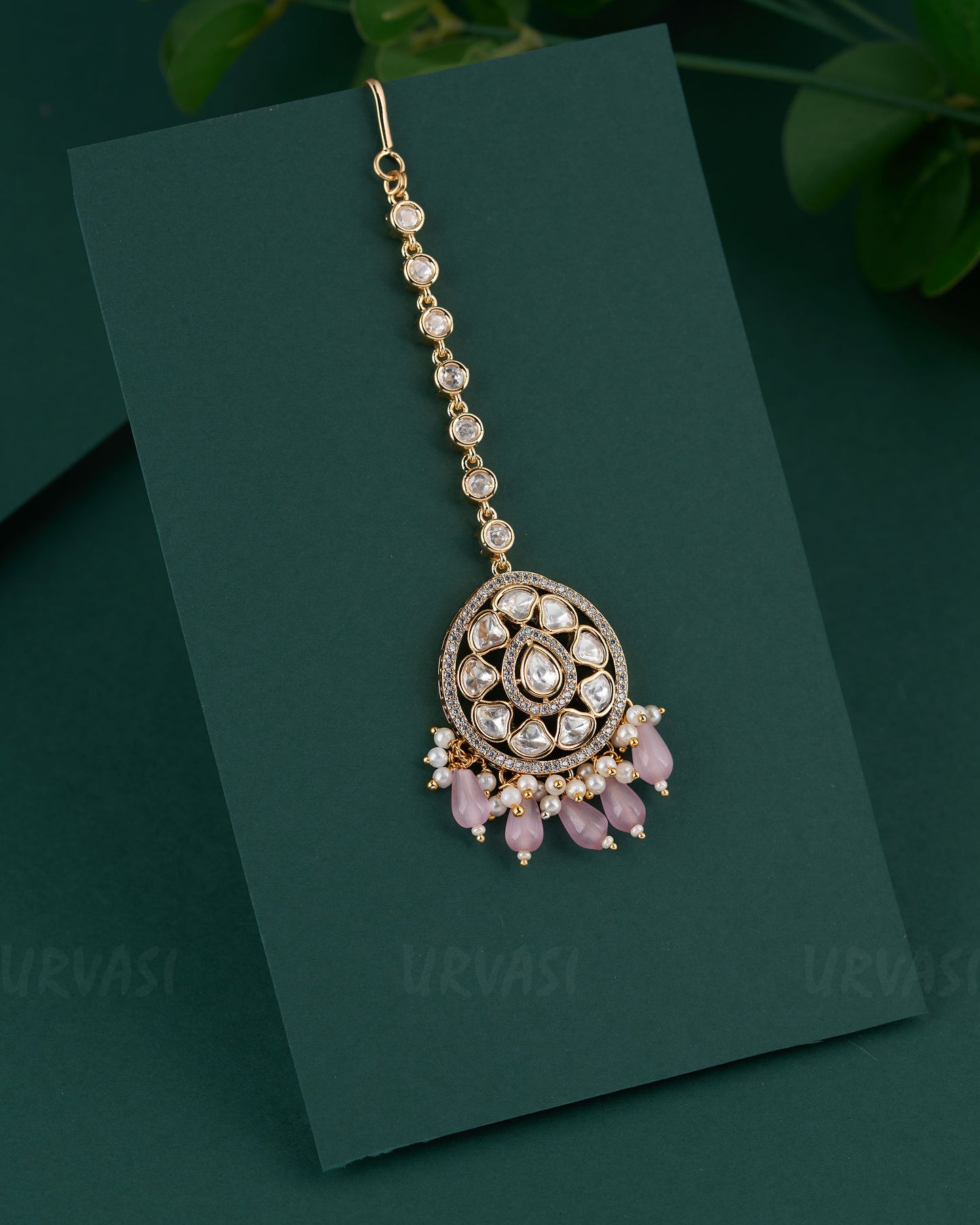 Gold-Toned Kundan Polki Diamond Pendant Chutty CH 99