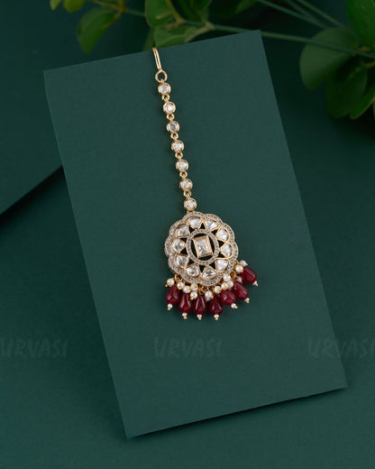 Gold-Toned Kundan Polki Bead hanging Chutty CH 100