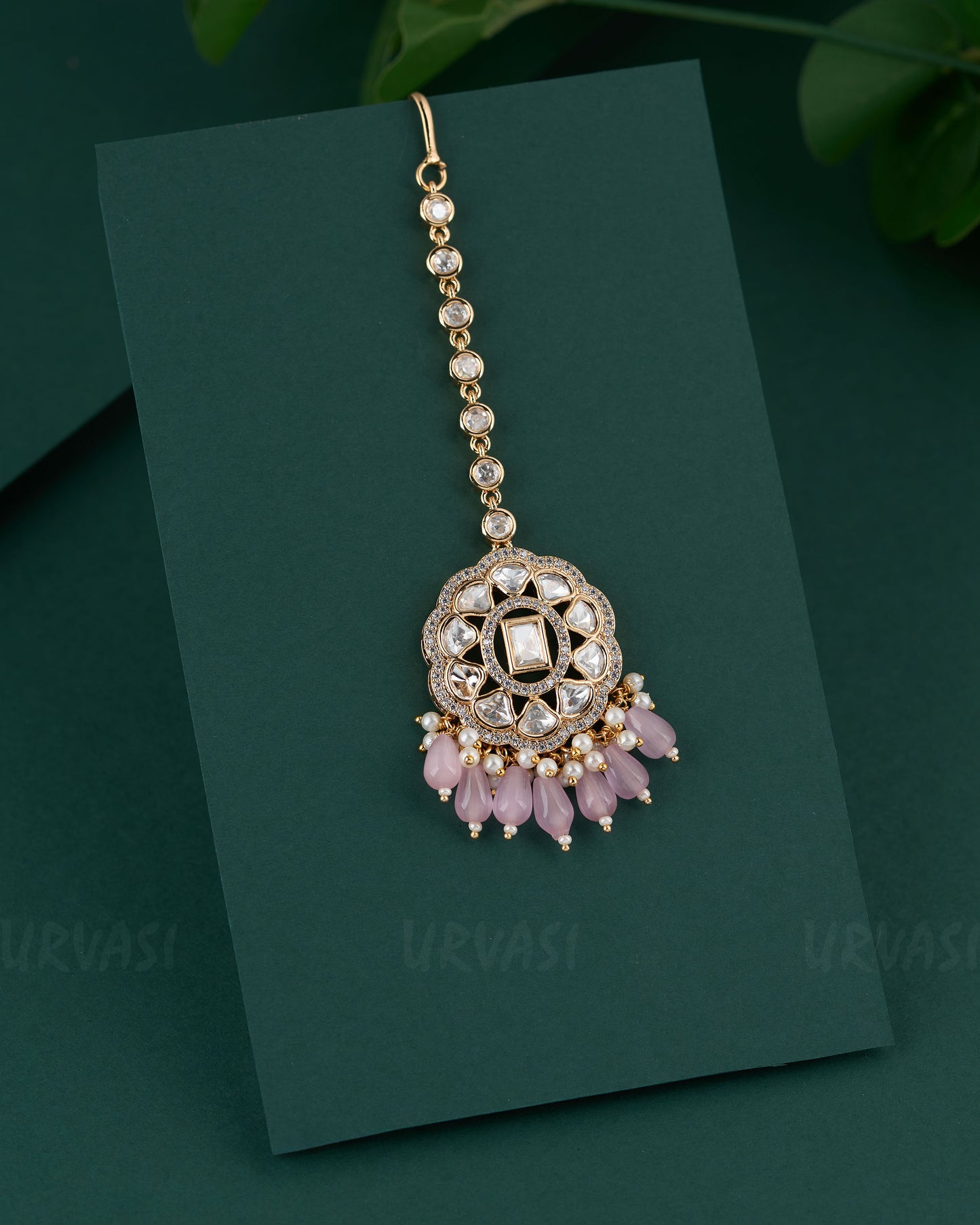 Gold-Toned Kundan Polki Bead hanging Chutty CH 100