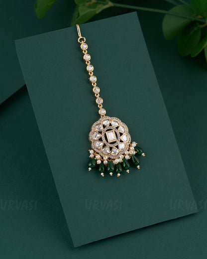 Gold-Toned Kundan Polki Bead hanging Chutty CH 100