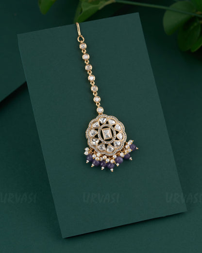 Gold-Toned Kundan Polki Bead hanging Chutty CH 100