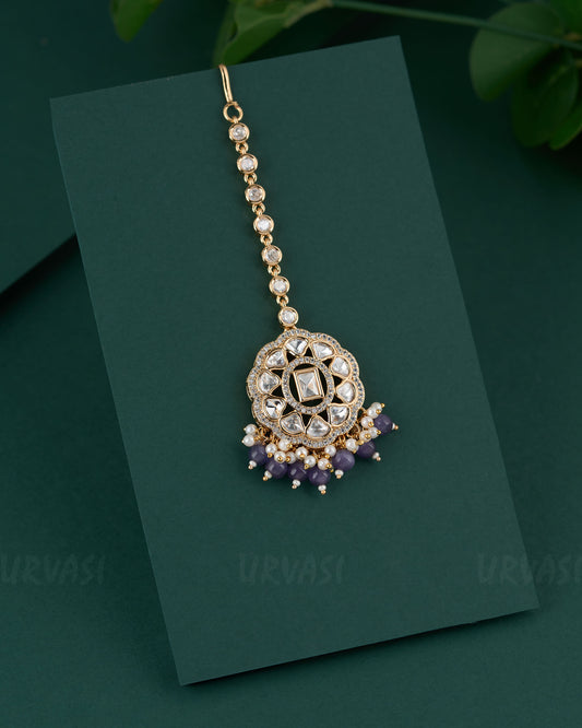 Gold-Toned Kundan Polki Bead hanging Chutty CH 100