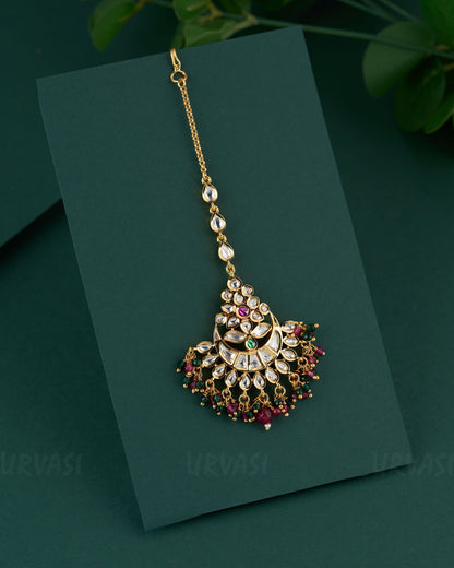 Gold-Polish Kundan Pearl-Drop Chutty CH 84