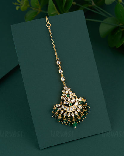Gold-Polish Kundan Pearl-Drop Chutty CH 84