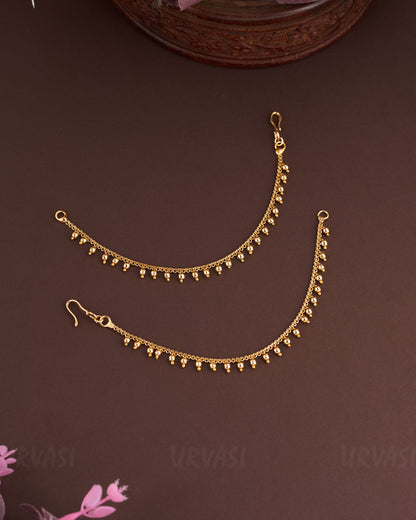 Gold-Toned SingleLine Beaded Ear Chain EC 15