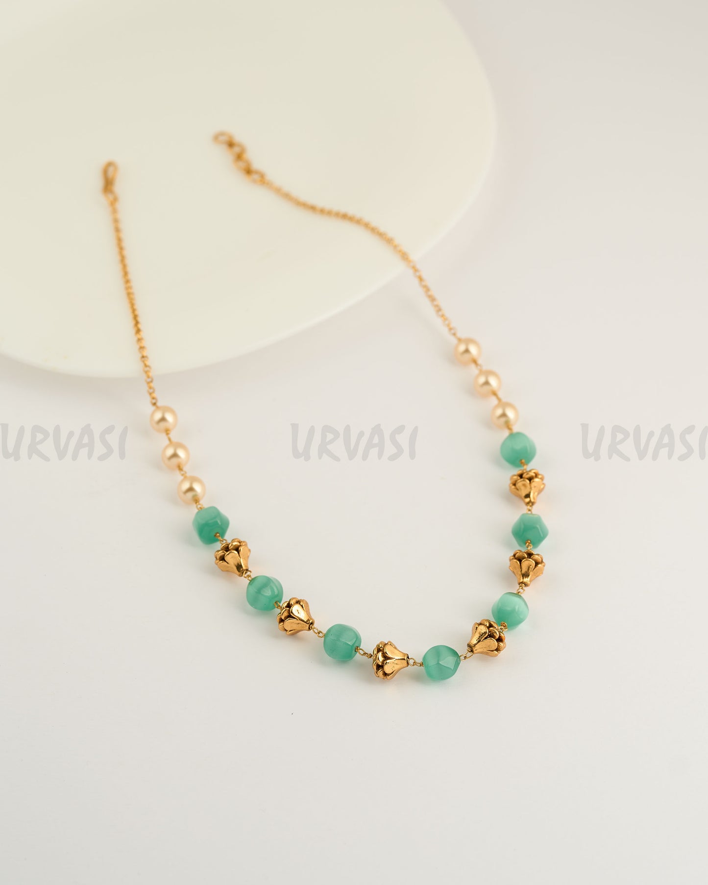 Gold-Toned Pearl-Equisite Mala Ma 077