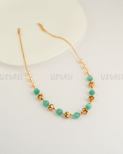 Gold-Toned Pearl-Equisite Mala Ma 077
