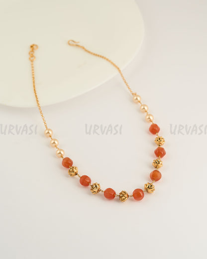 Gold-Toned Pearl-Equisite Mala Ma 077