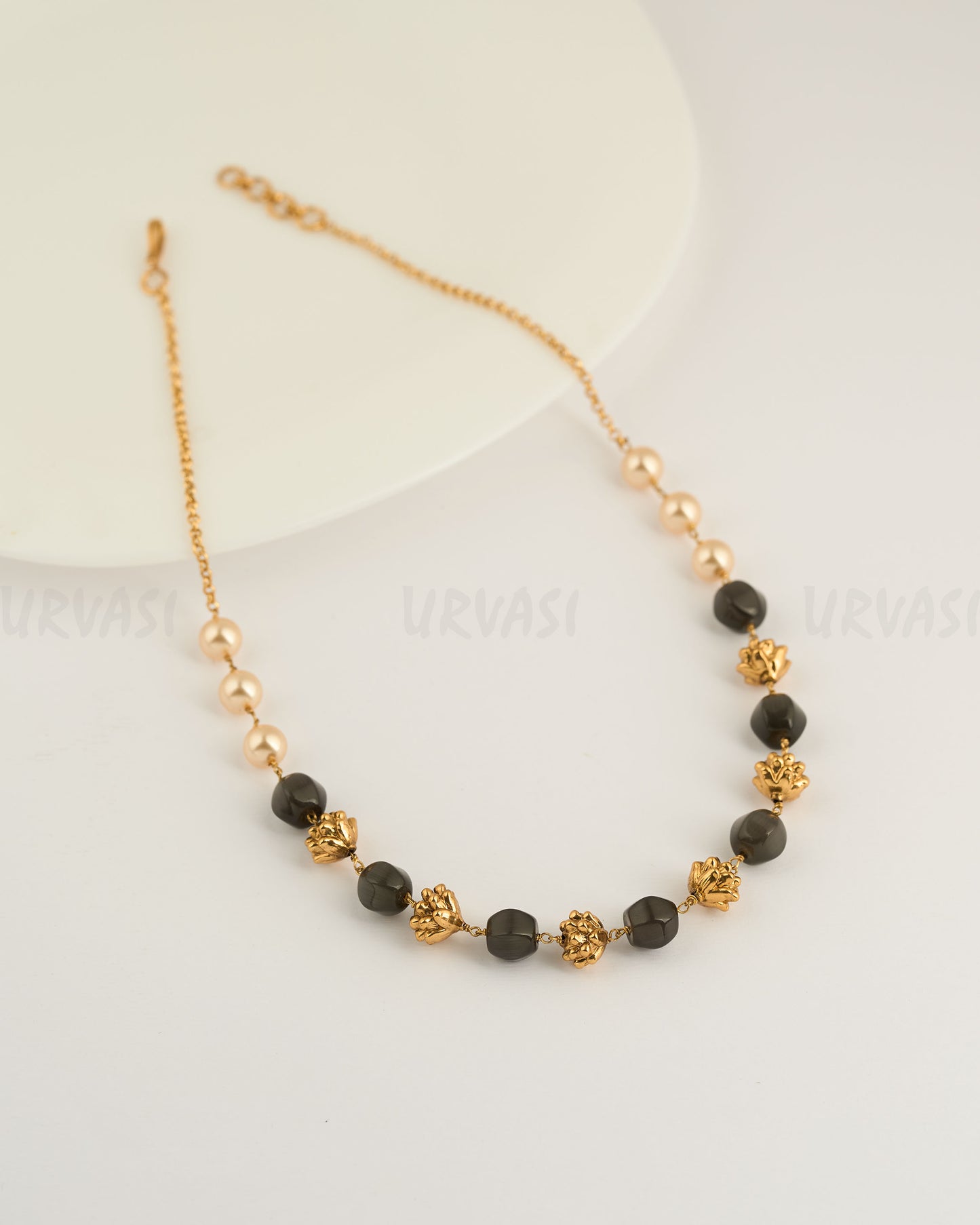 Gold-Toned Pearl-Equisite Mala Ma 077