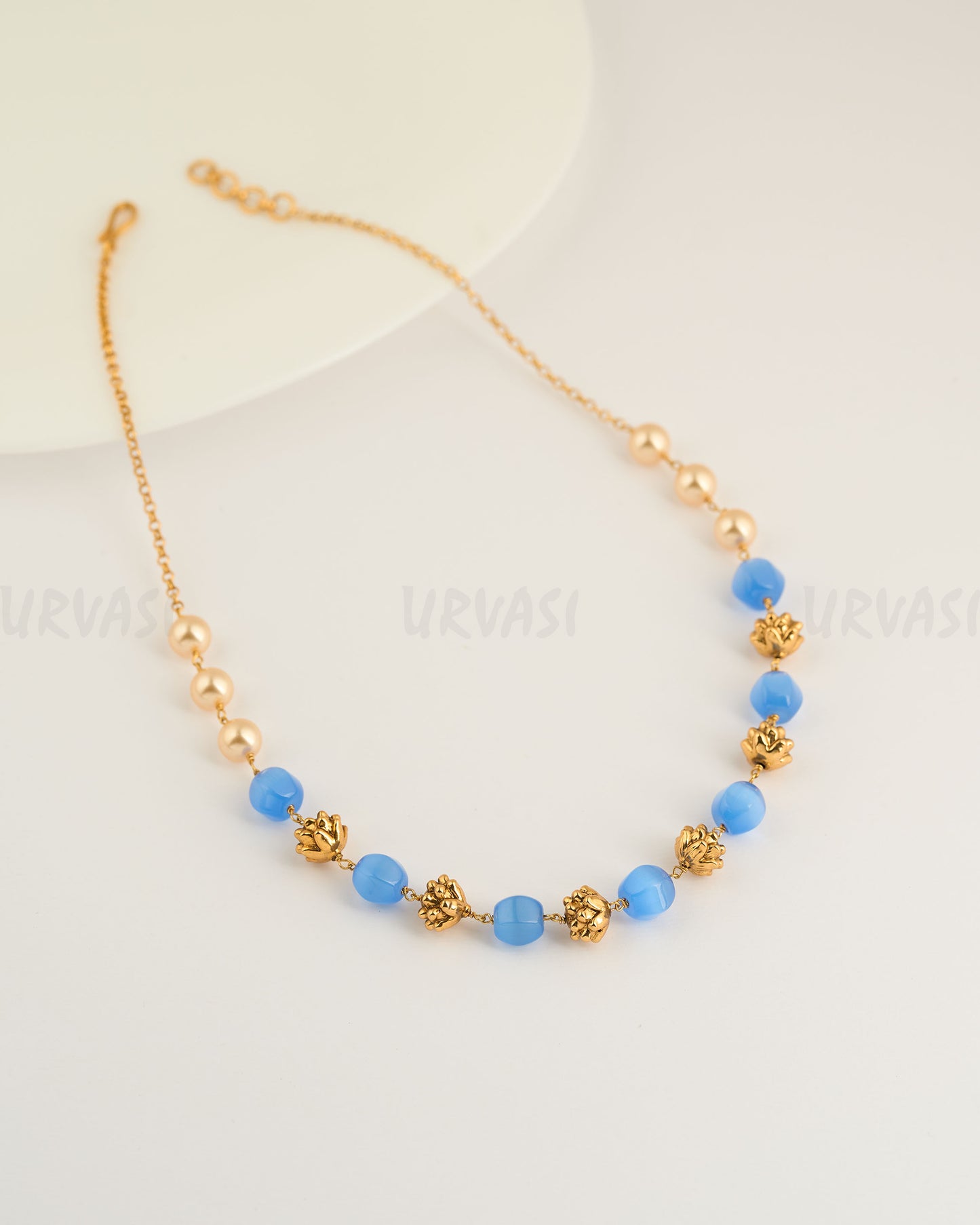 Gold-Toned Pearl-Equisite Mala Ma 077