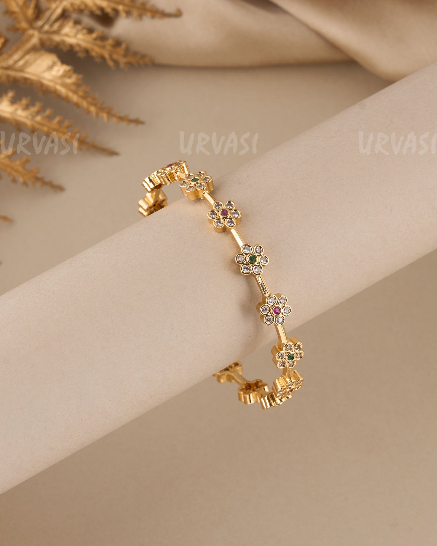 Gold-Toned Floral AD bangles BA 347(Only one bangle)