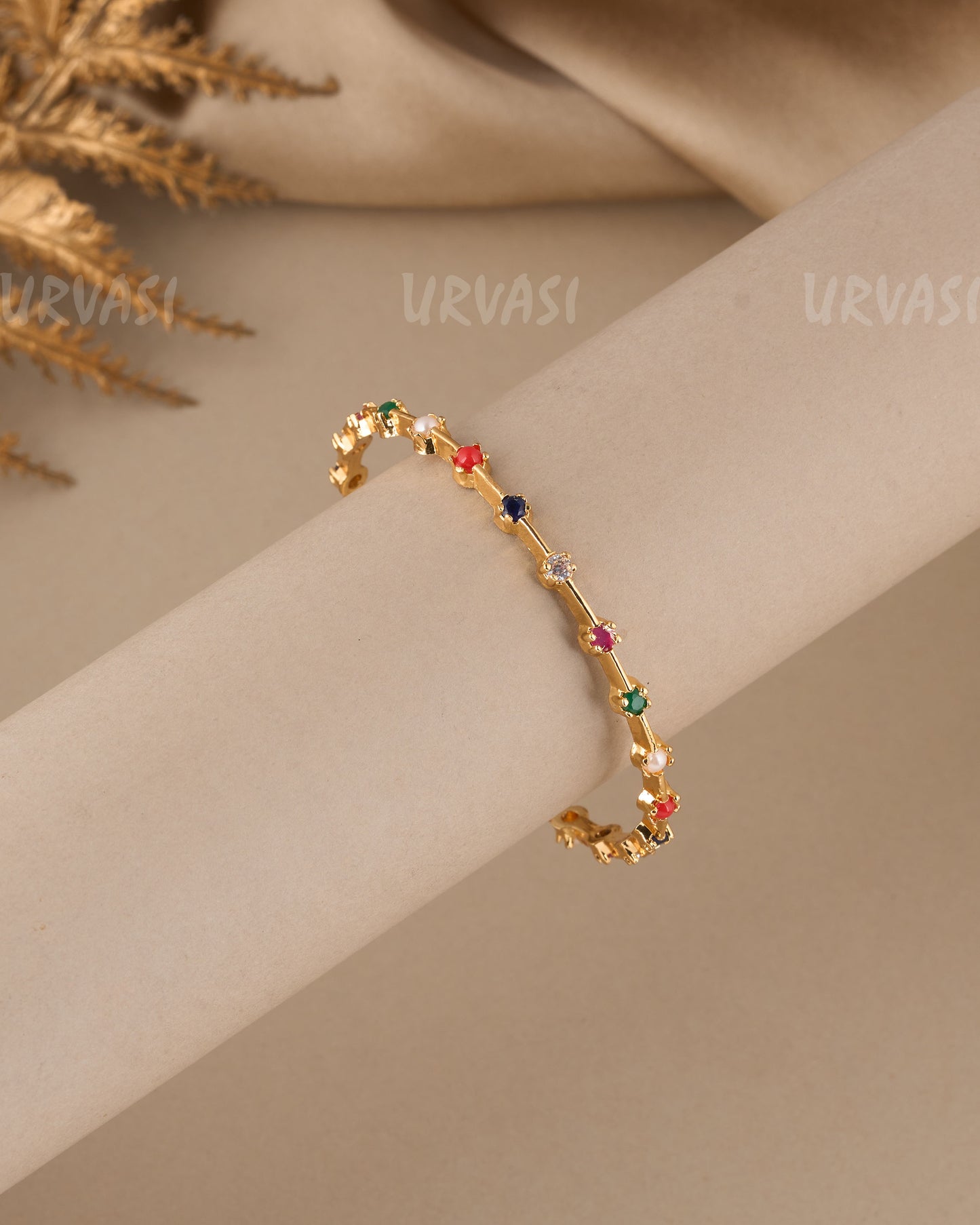 Gold-Toned Multi Stone bangles BA 344(Only one bangle)